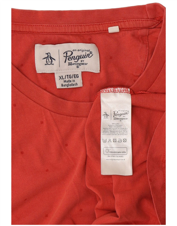 Penguin Mens T-Shirt Top XL Red Spotted Cotton