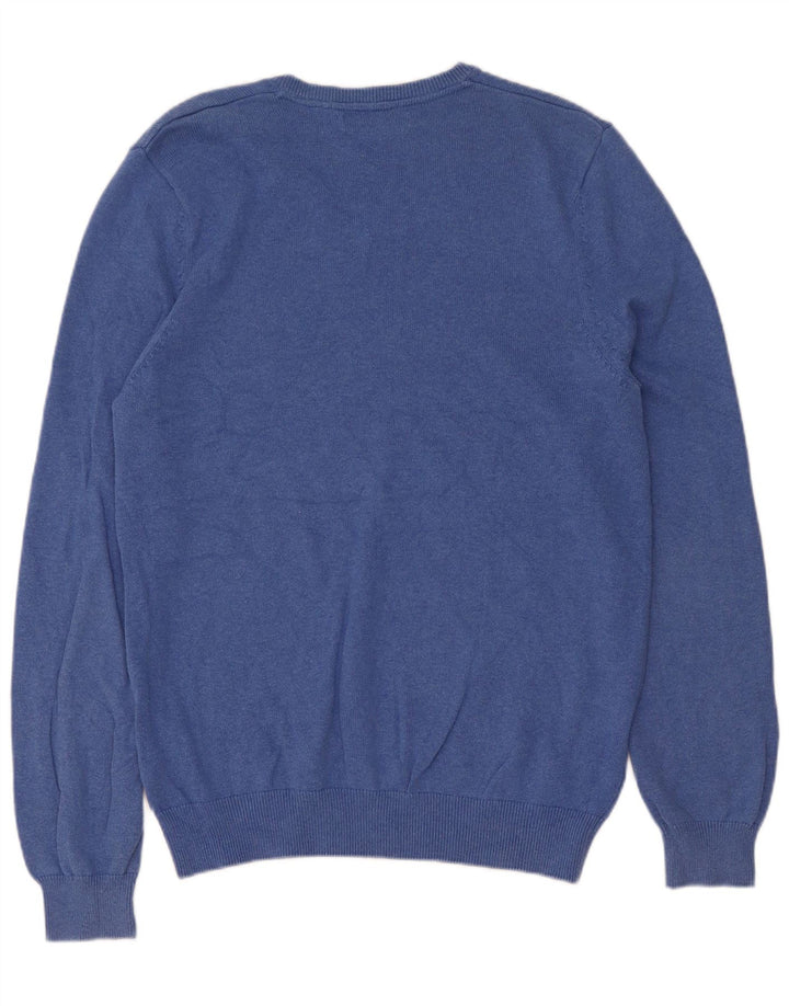 Marks & Spencer Mens V-Neck Jumper Sweater Medium Blue Cotton