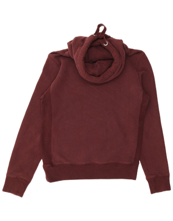 Superdry Womens Hoodie Jumper UK 12 Medium Burgundy Cotton