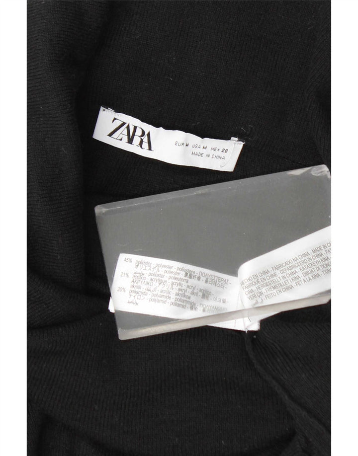Pulover pentru femei Zara cu gât rulat UK 12 Poliester mediu negru