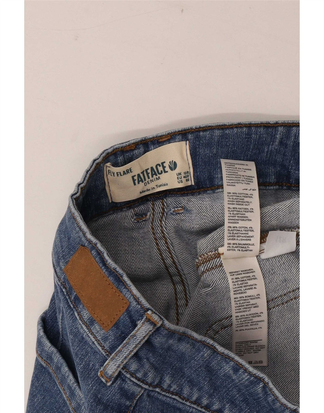 Fat Face Womens Fly Flared Jeans UK 12 Medium W30 L31 Blue Cotton