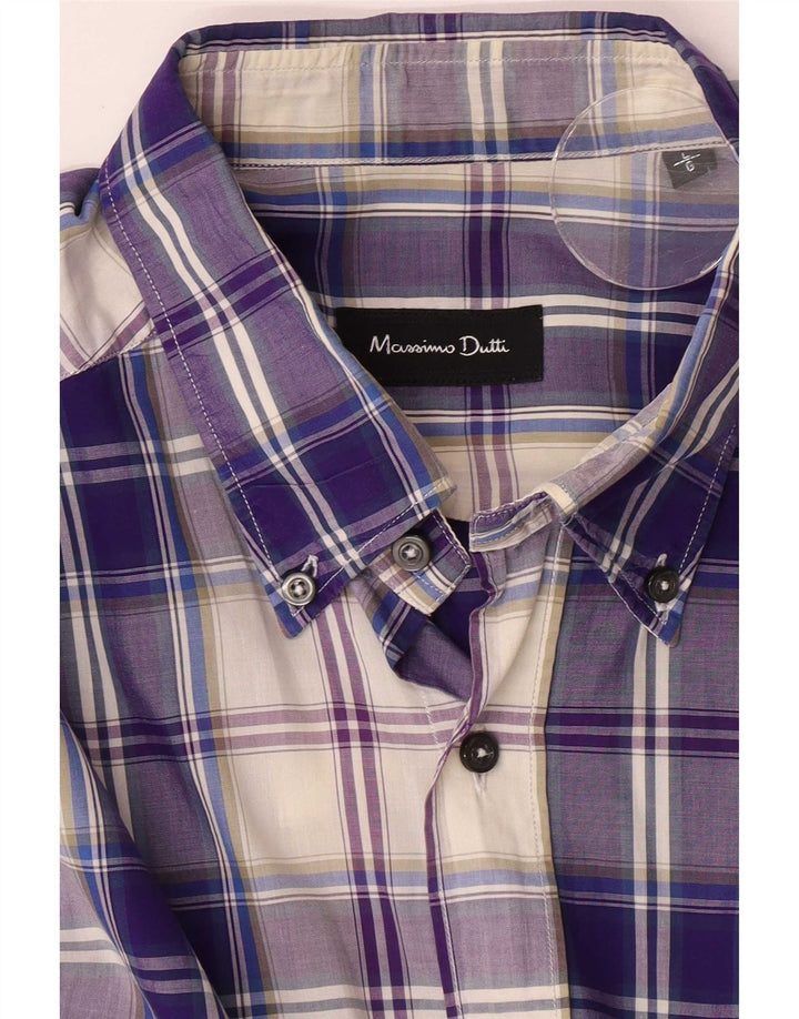 Massimo Dutti Chemise Homme Grand Carreau Violet