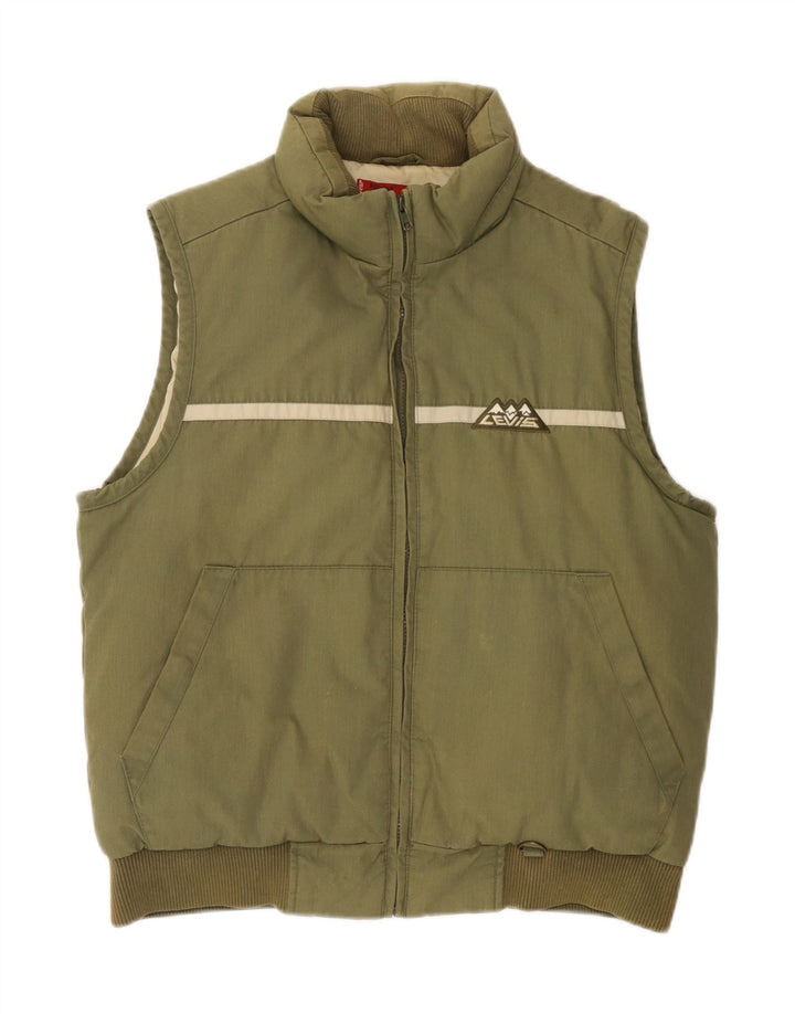 Levi's Mens Padded Gilet UK 40 Large Khaki Colourblock