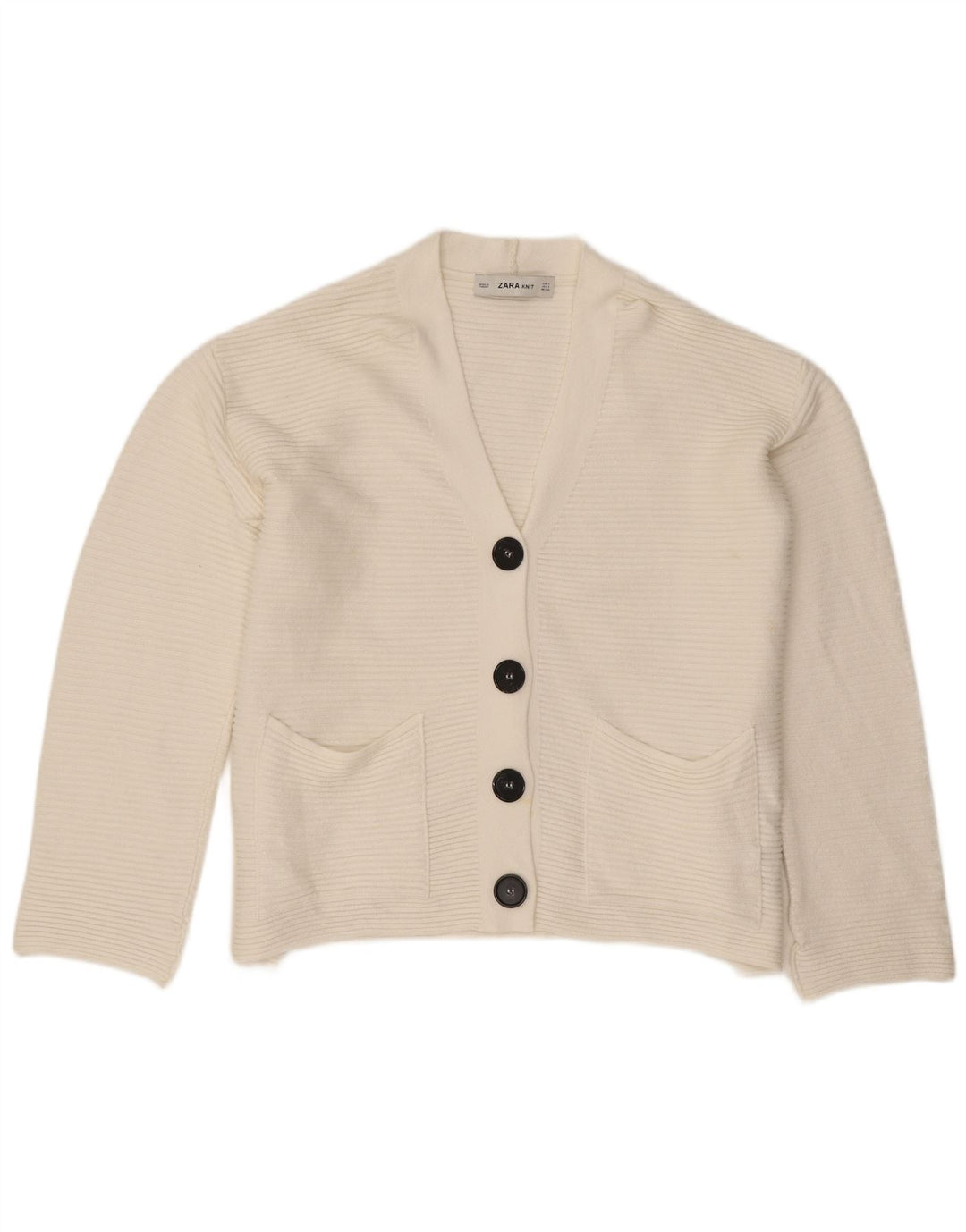 Zara Womens Oversized Cardigan Sweater UK 10 Small White Viscose