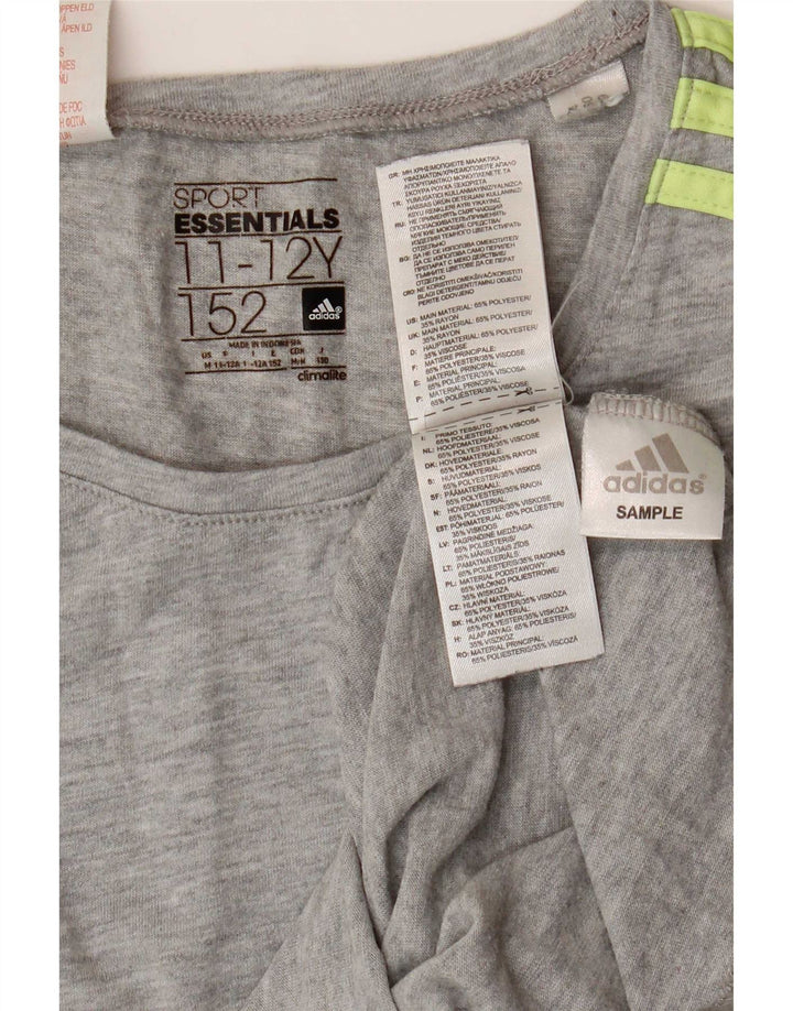 Adidas Boys Climalite T-Shirt Top 11-12 År Grå Polyester