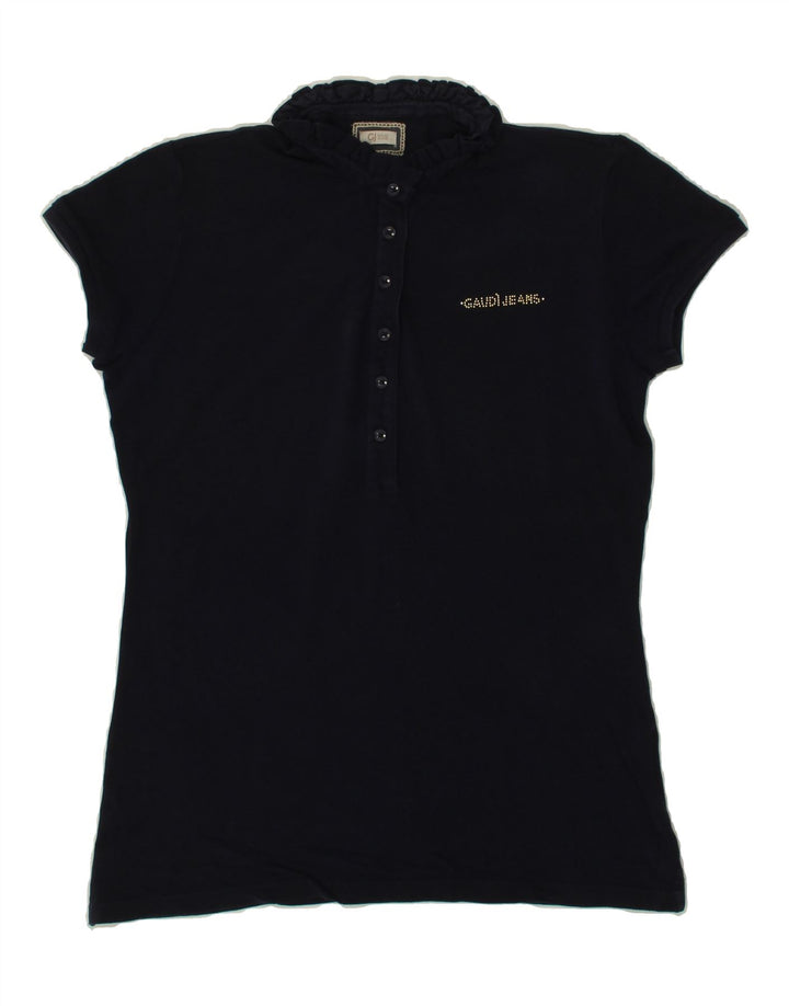GAUDI Womens Blouse Top UK 14 Medium Navy Blue Vintage Gaudi and Second-Hand Gaudi from Messina Hembry 