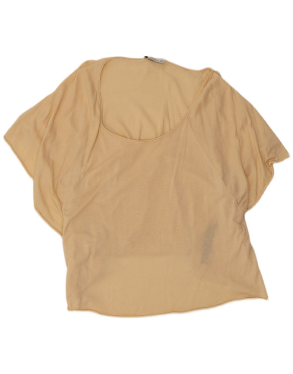 Zara Blusa extragrande con alas de murciélago para mujer UK 40 Small Algodón beige