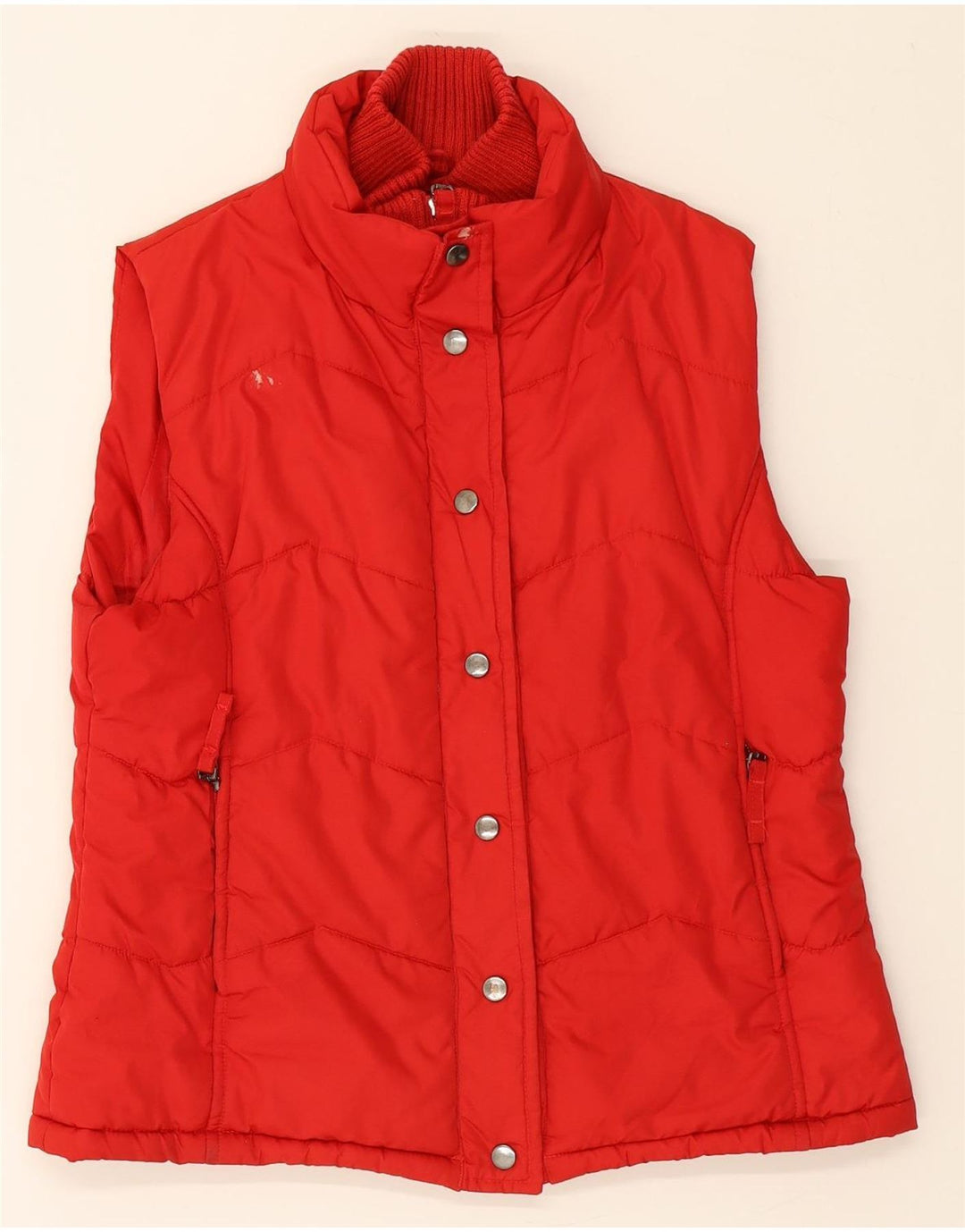 VINTAGE Womens Padded Gilet UK 12 Medium Red Polyester Vintage Vintage and Second-Hand Vintage from Messina Hembry 