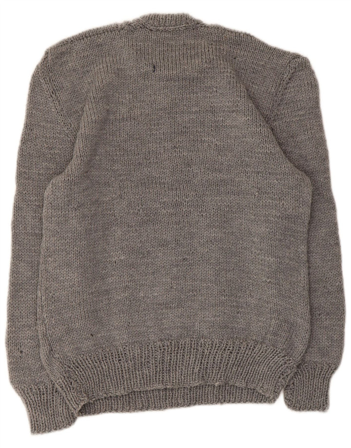 Vintage Damen Rundhalspullover Pullover UK 10 Small Grau