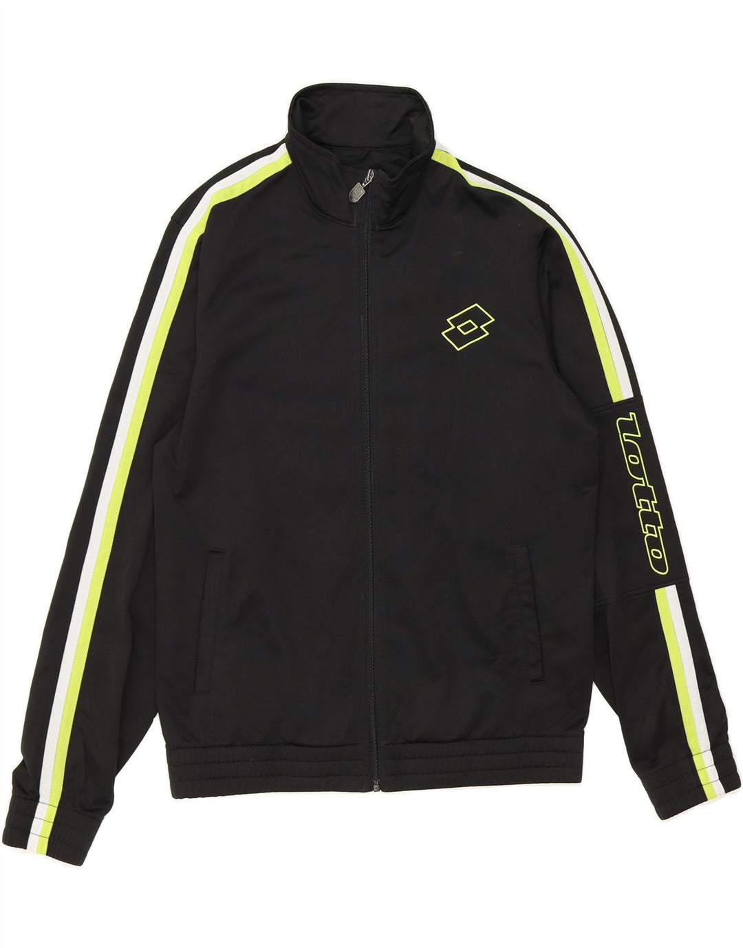 LOTTO Mens Graphic Tracksuit Top Jacket Medium Black Polyester Vintage Lotto and Second-Hand Lotto from Messina Hembry 