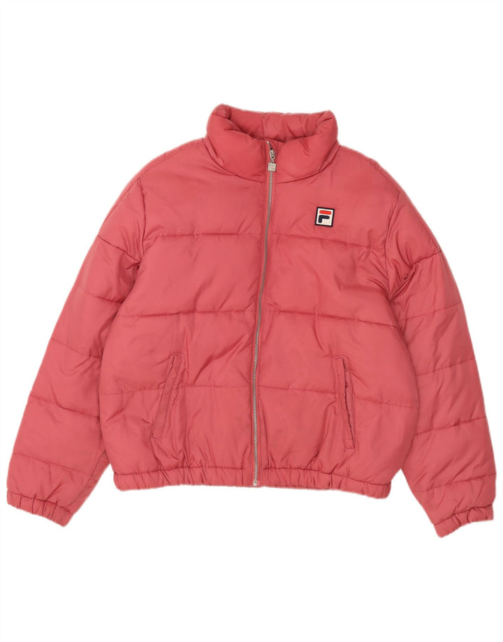 Fila Dame Loose Fit Polstret Jakke UK 14 Medium Pink Polyester