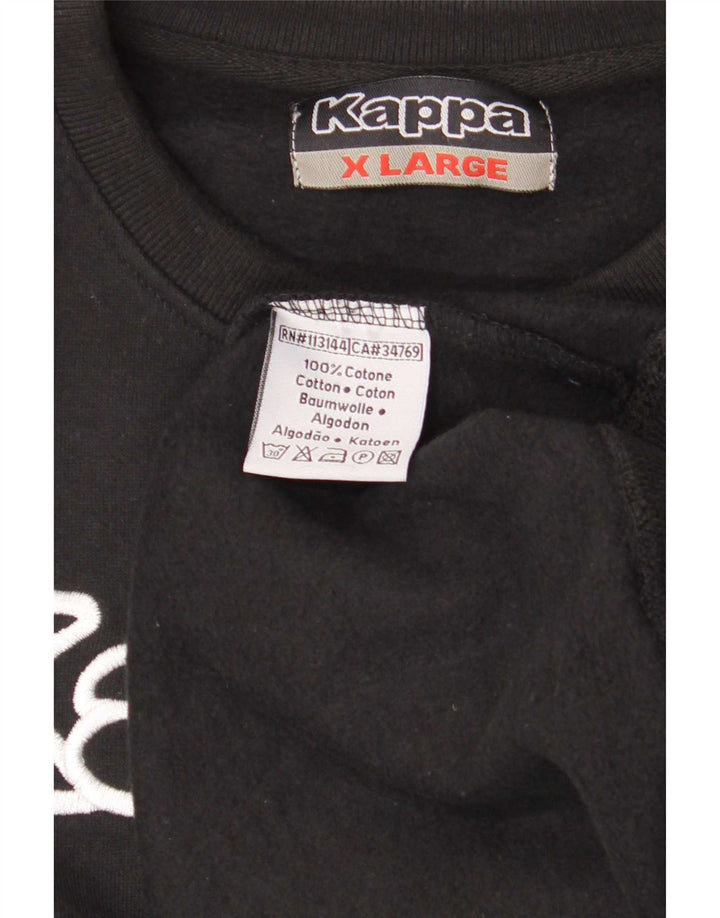 Kappa Mens Graphic Sweatshirt Jumper XL Black Cotton