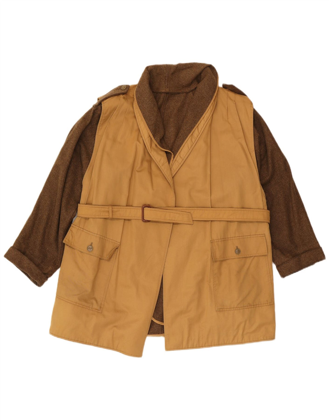Jaqueta militar feminina vintage UK 12 bloco colorido bege médio
