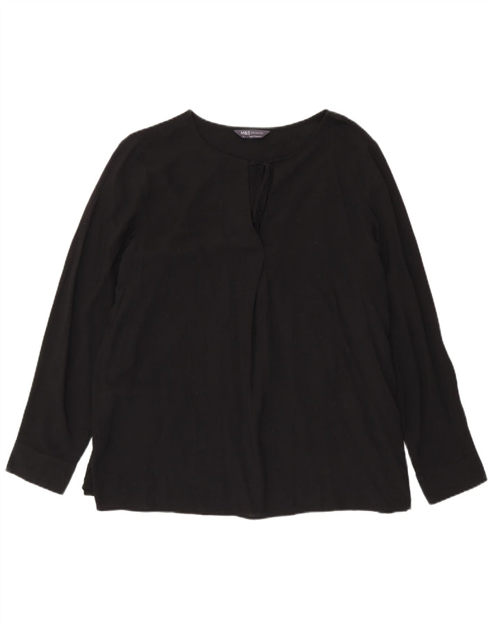 MARKS & SPENCER Womens Long Sleeve Blouse Top UK 16 Large  Black Viscose
