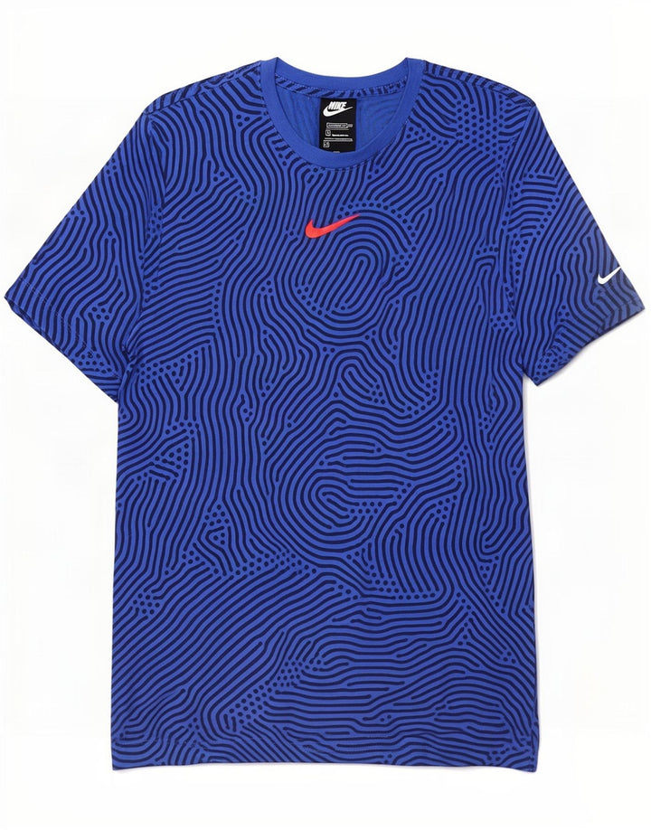 Nike Herren-T-Shirt mit Standard-Passform, mittelblaue geometrische Baumwolle