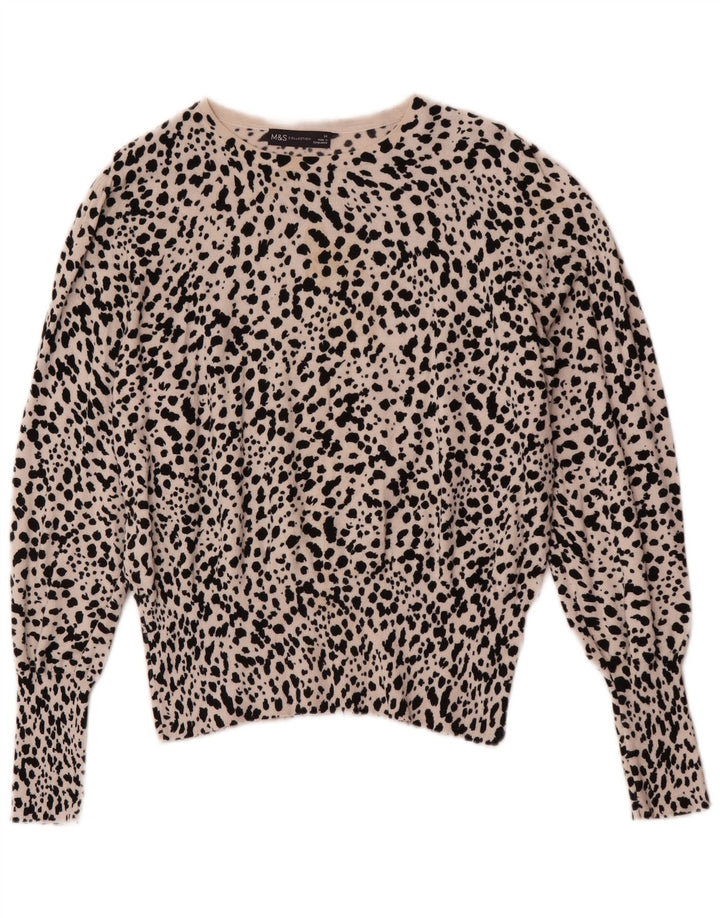 Marks & Spencer Womens Boat Neck Jumper Sweater UK 14 Medium Beige