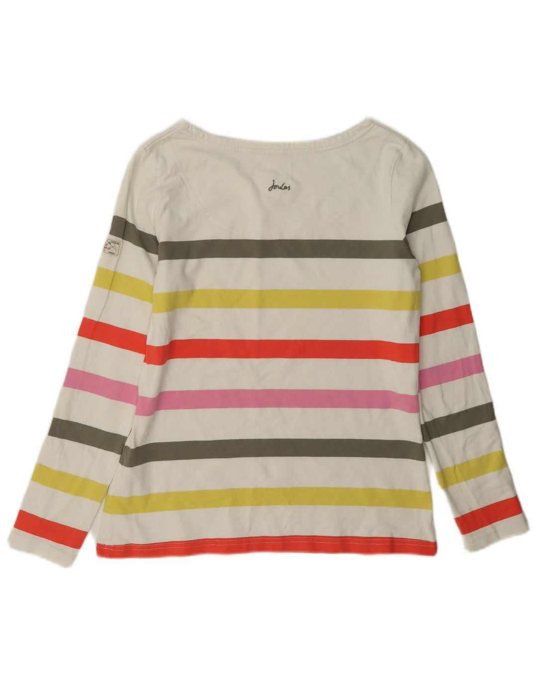 Joules Womens Top Long Sleeve UK 10 Small Multicoloured Striped Cotton