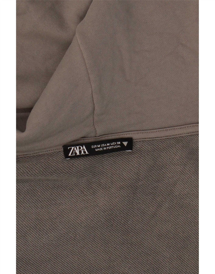 Zara Womens Hooded Arm Crop Top UK 12 Medium Grey