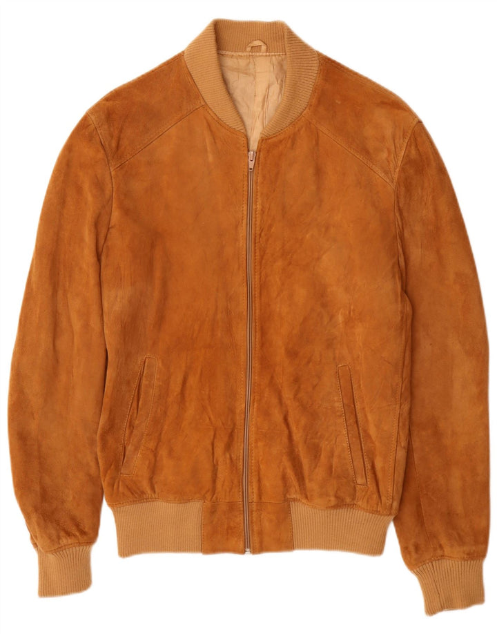 Vintage hombres ante bomber chaqueta IT 52 XL cuero beige