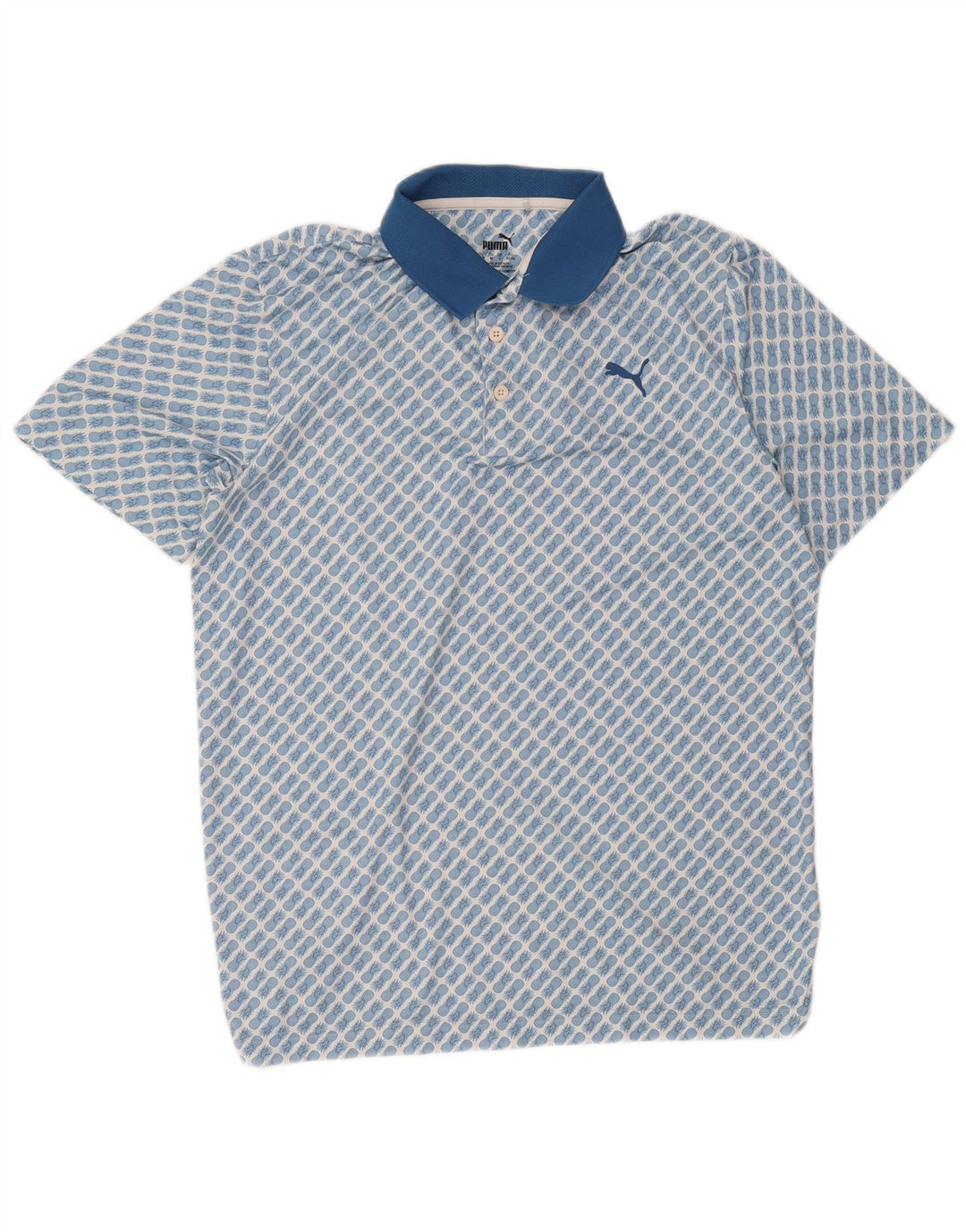 Puma Mens Abstract Pattern Polo Shirt Large Blue Festival