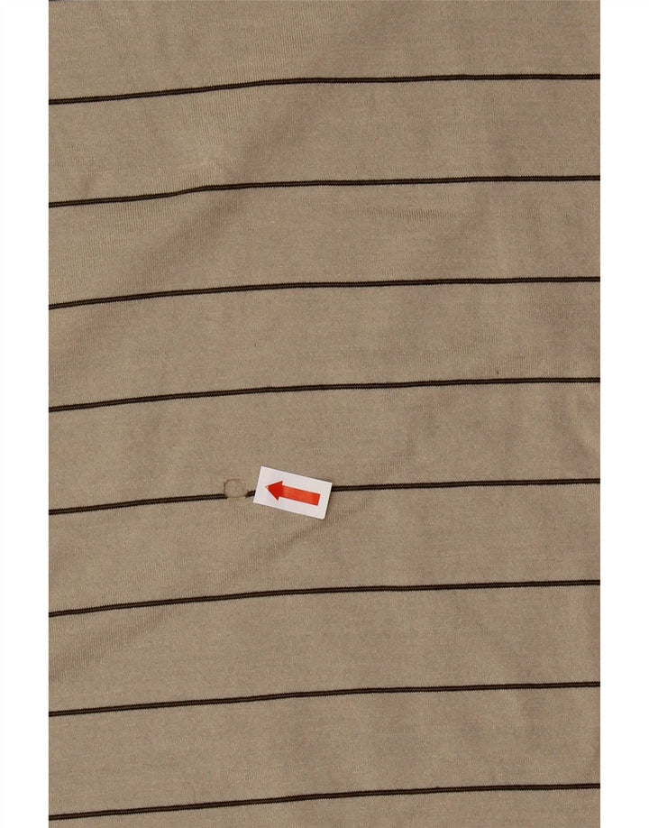 IZOD Mens Polo Shirt Large Beige Striped Cotton