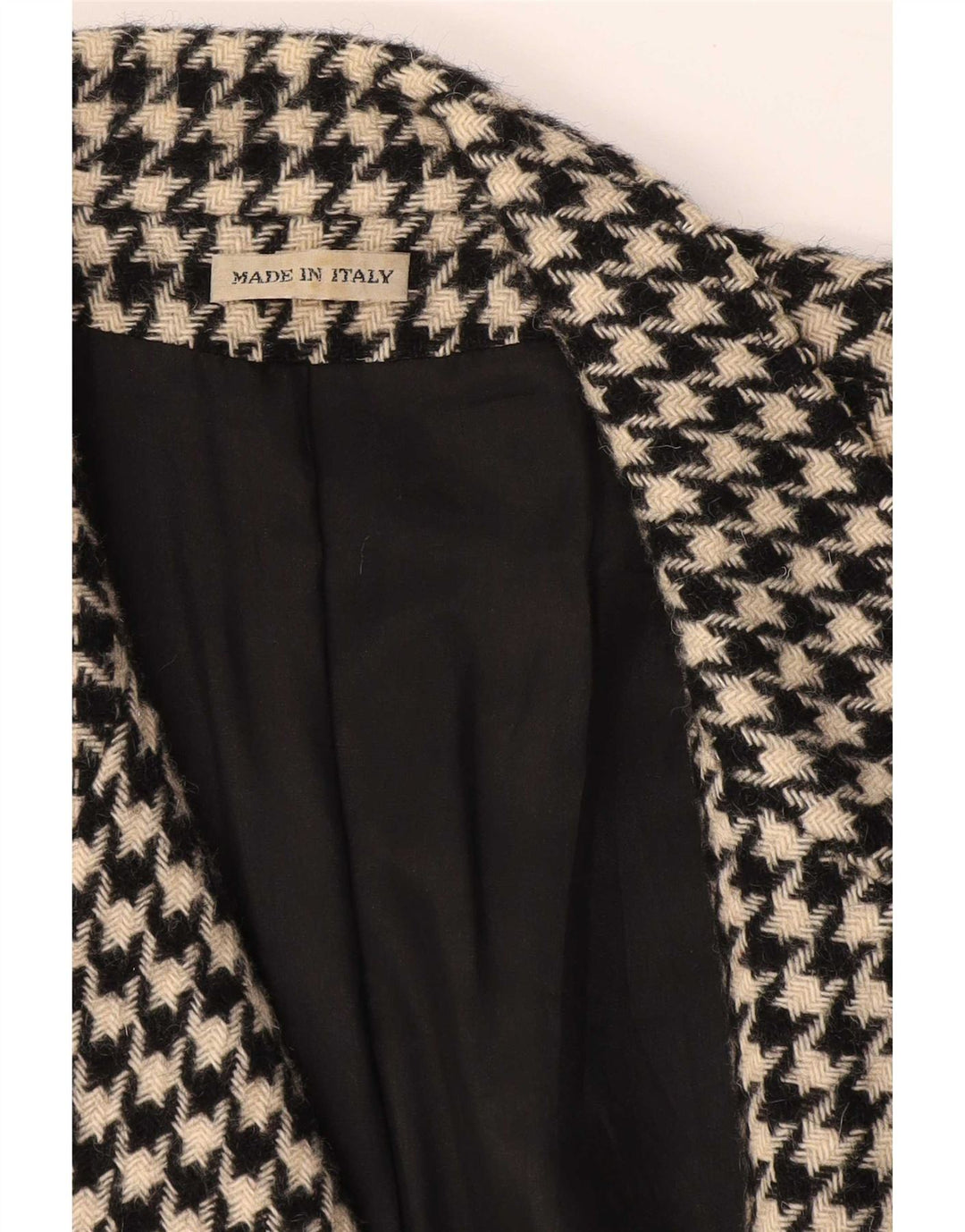 Vintage Womens 1 Button Blazer Jacket UK 14 Medium Black Houndstooth