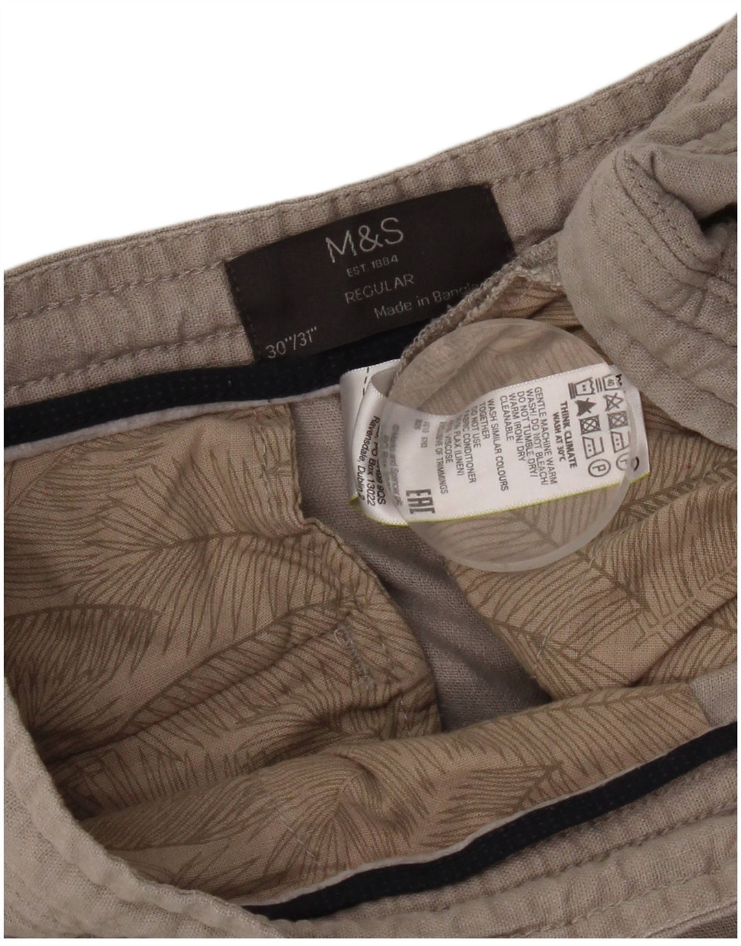 Marks & Spencer Damen Regular Straight Chino-Hose W30 L31 Graues Leinen