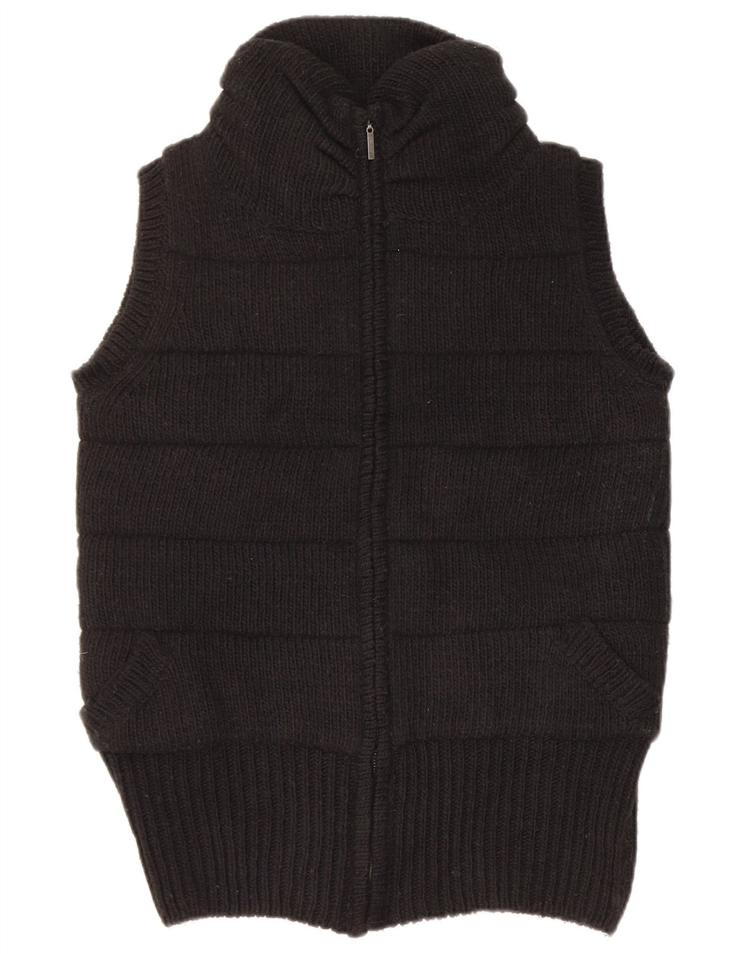 Zara Womens Knit Gilet UK 14 Medium Black Acryl
