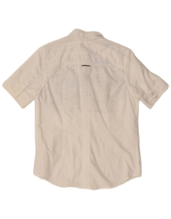 Fred Perry Damen Kurzarmhemd UK 8 Small Weiße Baumwolle