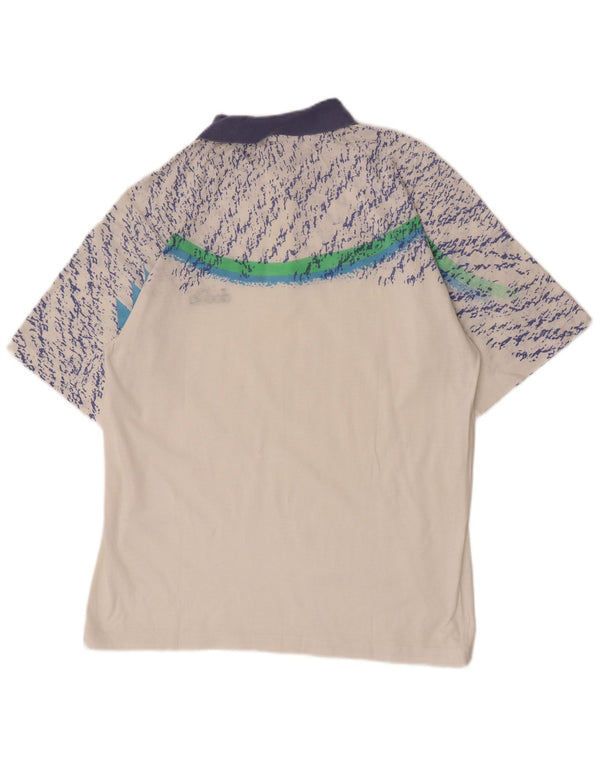 Diadora Polo à manches courtes pour hommes à motif abstrait IT 52 Large Blanc