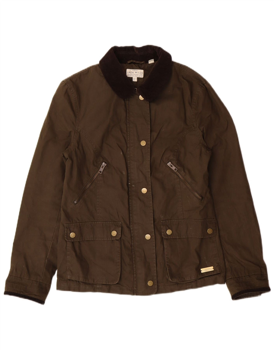 JACK WILLS Womens Utility Jacket UK 8 Small  Khaki Cotton