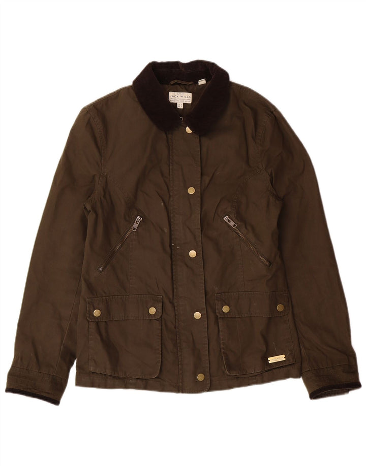 JACK WILLS Womens Utility Jacket UK 8 Small  Khaki Cotton