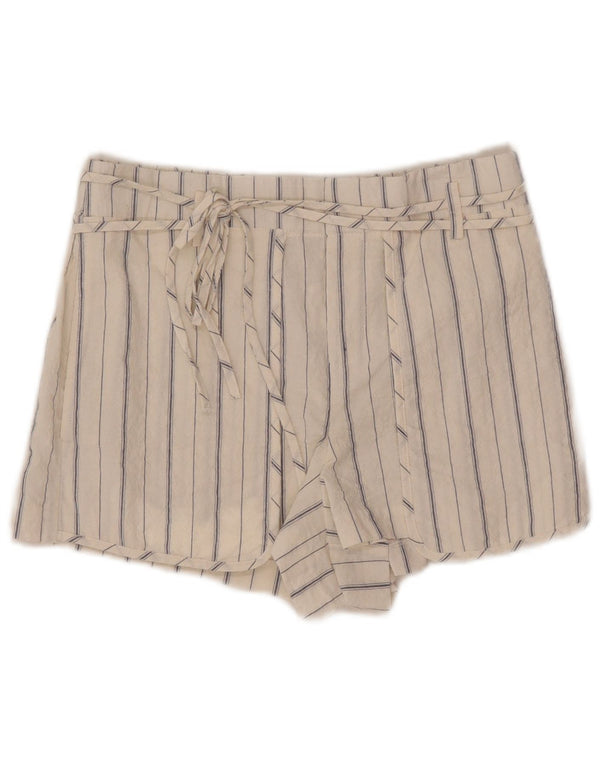 Zara Damen-Hotpants mit hoher Taille, Größe S, W26, weiß gestreift