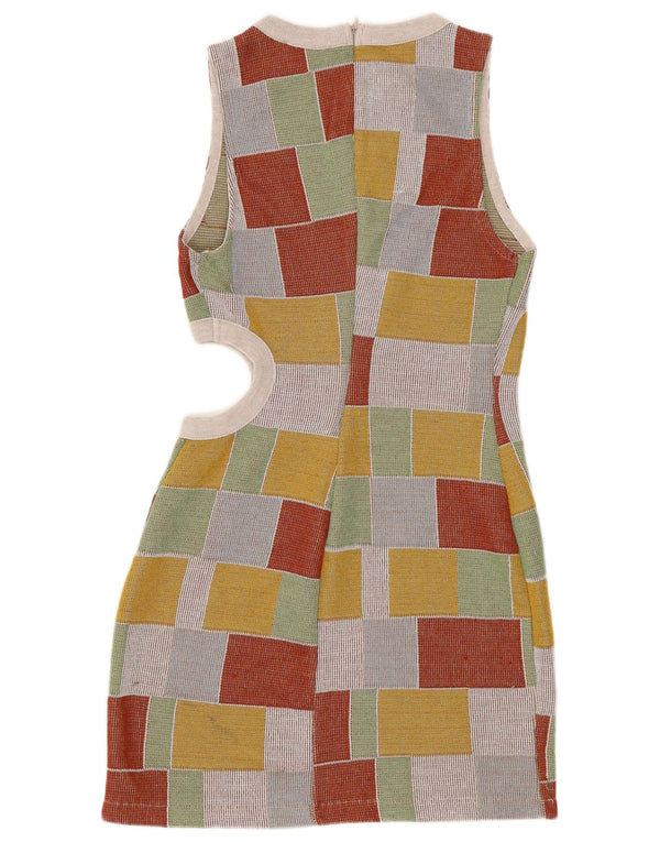 Zara Γυναικείο Αμάνικο Bodycon Φόρεμα UK 12 Medium πολύχρωμο γεωμετρικό