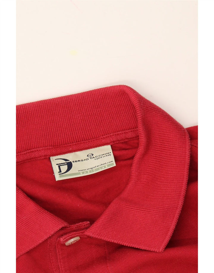 SERGIO TACCHINI Mens Long Sleeve Polo Shirt IT 48 Medium Pink Cotton Vintage Sergio Tacchini and Second-Hand Sergio Tacchini from Messina Hembry 
