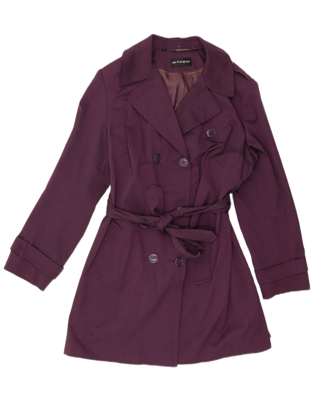 Marks & Spencer Womens Autograph Trench Coat UK 18 XL Purple Polyester