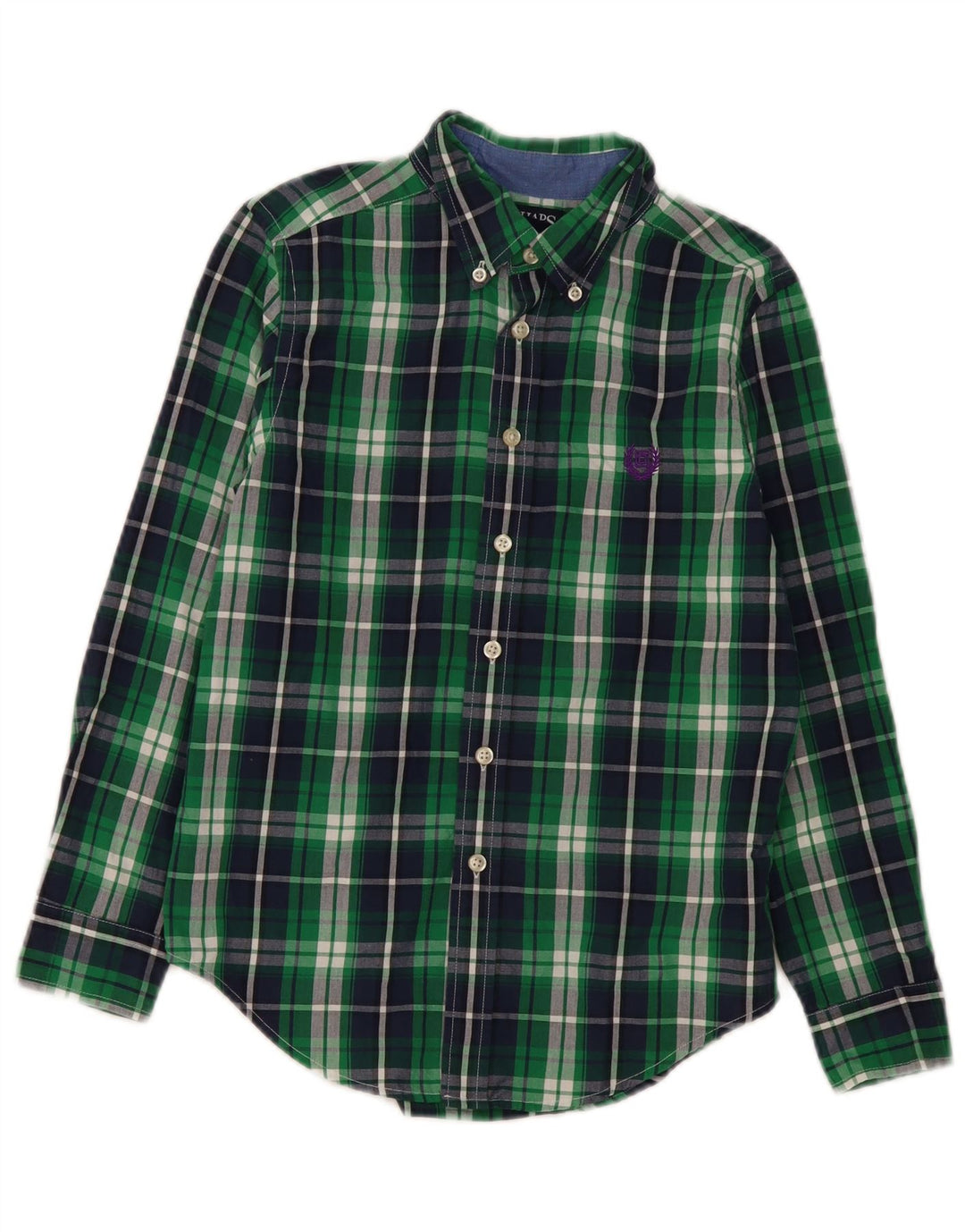 Chaps Boys Shirt 10-11 Years Medium Green Check Cotton