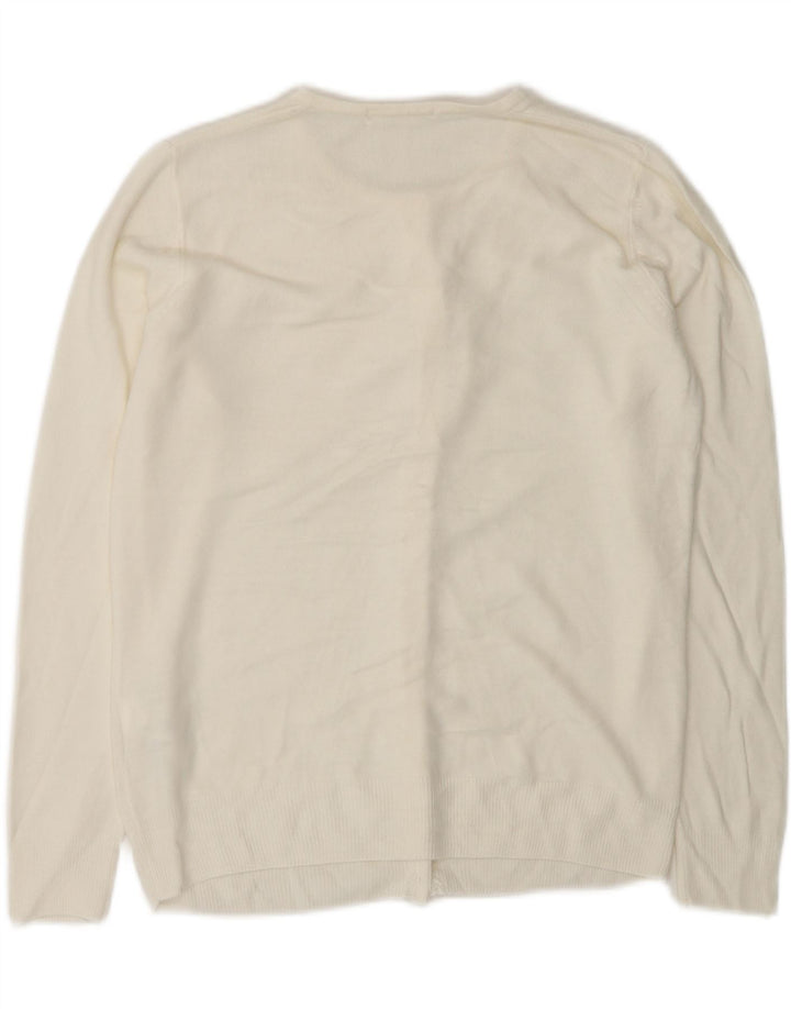 MARKS & SPENCER Womens Cardigan Sweater UK 10 Small White Acrylic Vintage Marks & Spencer and Second-Hand Marks & Spencer from Messina Hembry 