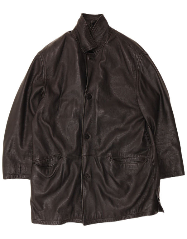 Vintage Mens Regular Fit Leather Jacket UK 40 Large Black