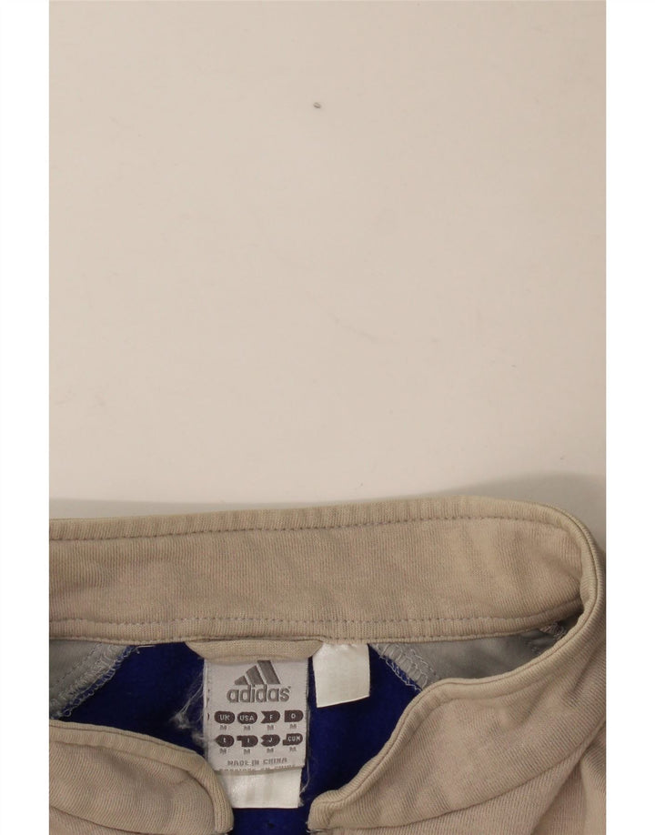 Adidas Mens Graphic Zip Neck Fleece Jumper Medium Grey Colourblock