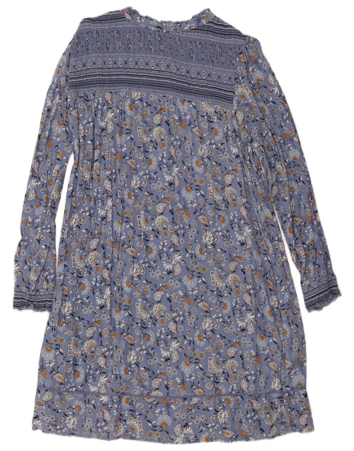 Abito basic a maniche lunghe da donna Fat Face UK 12 Viscosa floreale blu medio
