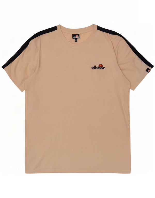 Ellesse T-Shirt Homme Top 2XL Blanc Cassé Colourblock Coton