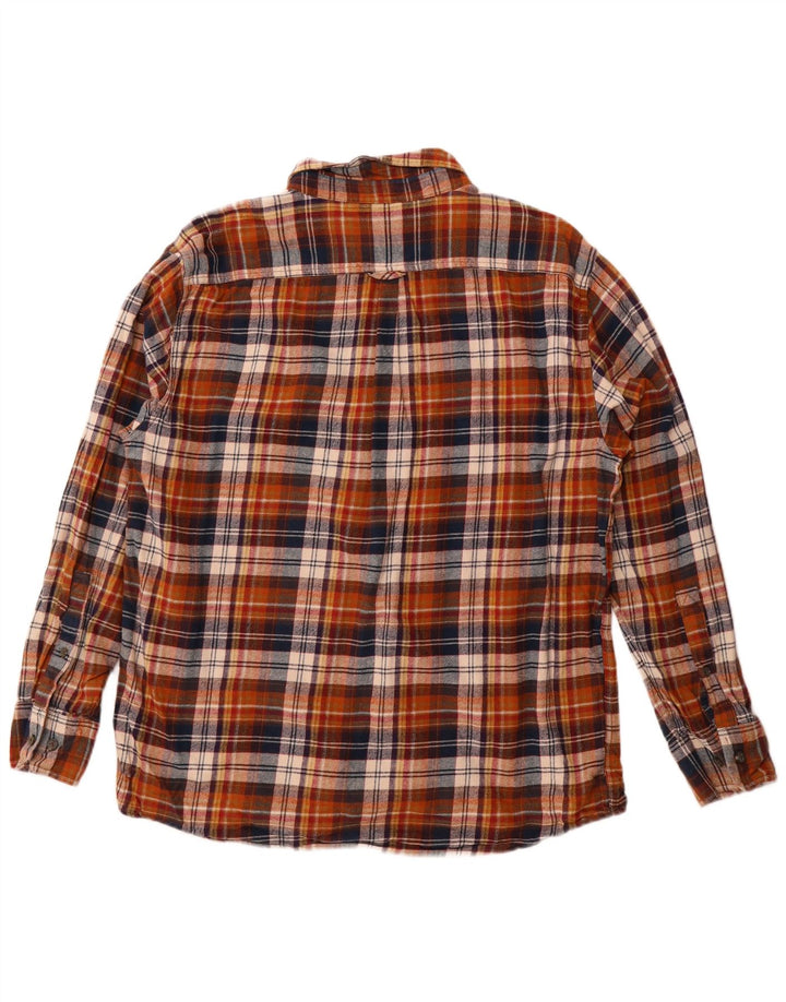 Eddie Bauer Mens Flannel Shirt XL Brown Check Cotton