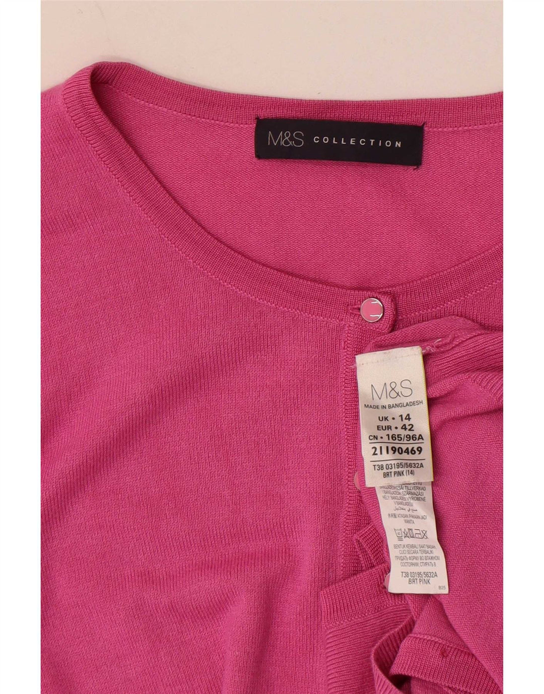 Marks & Spencer Damen Strickjacke Pullover UK 14 Mittelrosa Viskose