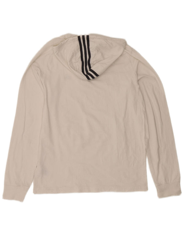 Adidas Mens Hooded Top Long Sleeve Large White Cotton