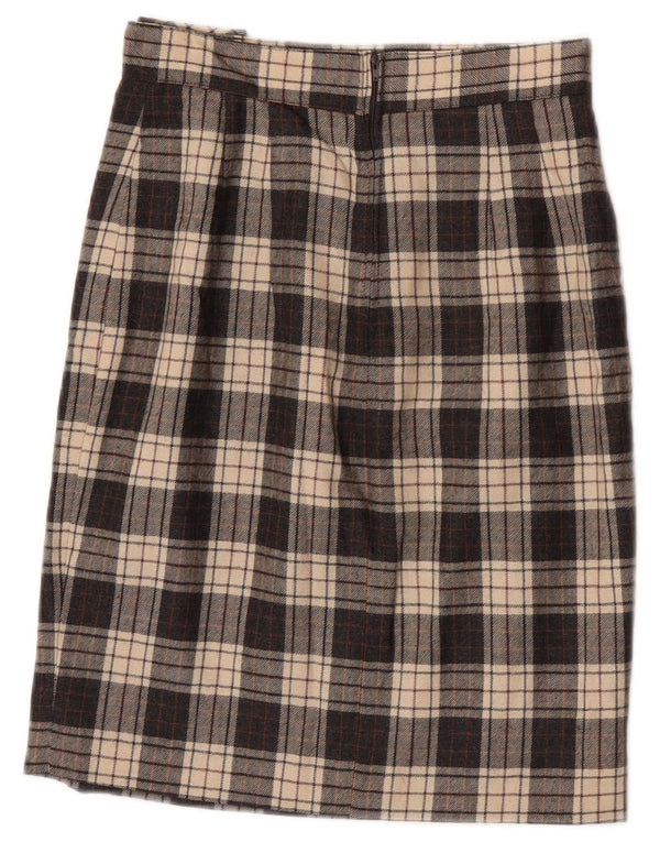 Ferrone Damen gerader Rock IT 40 Small W25 grau karierte Wolle