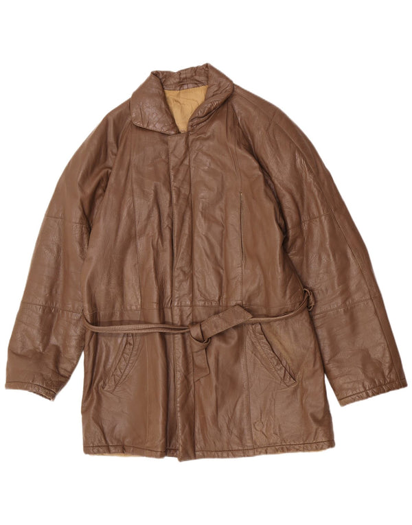 Vintage Ανδρικό Classic Fit Δερμάτινο Μπουφάν UK 40 Large Brown