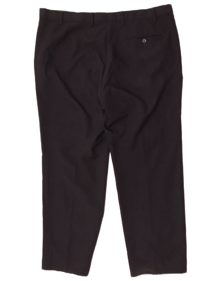 Marks & Spencer Mens Regular Fit Suit Trousers W40 L29 Navy Blue Polyester