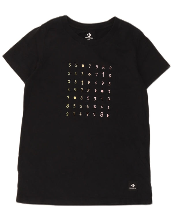Converse T-shirt graphique pour femme UK 6 XS Noir Coton
