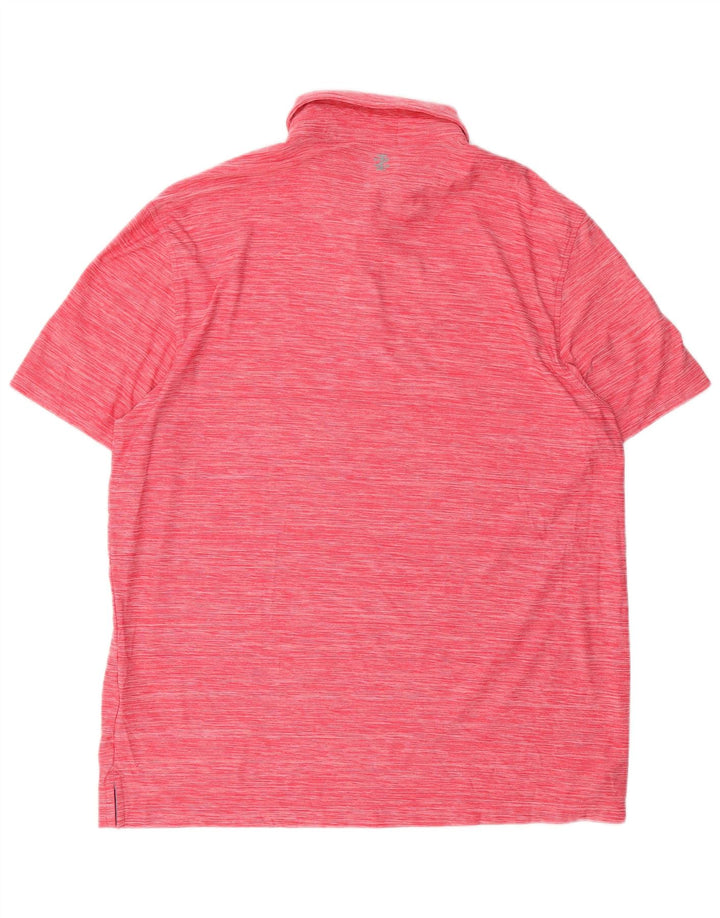 Izod Mens Polo Shirt Medium Red Pinstripe Polyester